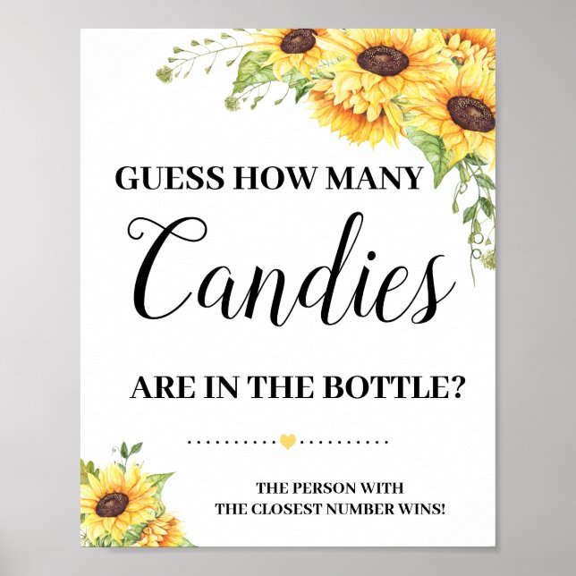 Poster Combien de Candies signe de jeu Baby shower tourne (Devant)