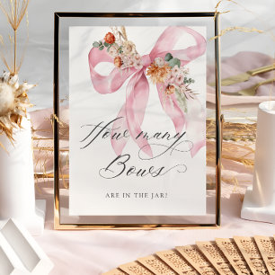 Poster Combien de vaches Floral Baby shower Bow Rose