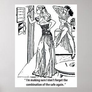Poster Combinaison de coffre-fort, Humour, Jolie femme, V