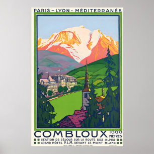 Poster Combloux Chamonix Megeve Alpes Montagnes France