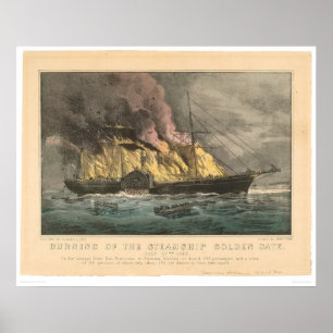 Poster Combustion du Golden Gate de paquebot (0144A)