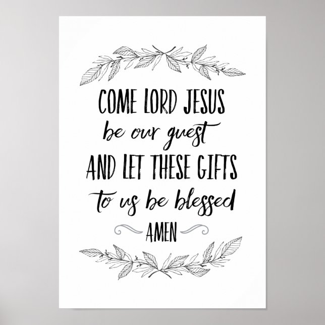 Poster Come Lord Jesus Be Our Guest Prayer Wall Art (Devant)