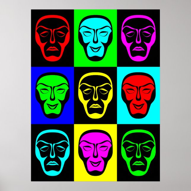 Poster Comédie et tragédie Masques théâtraux (Devant)