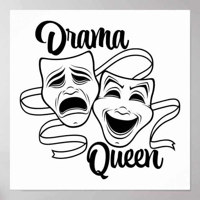 Poster Comédie Et Tragédie Théâtre Masques Drama Queen Bl (Devant)