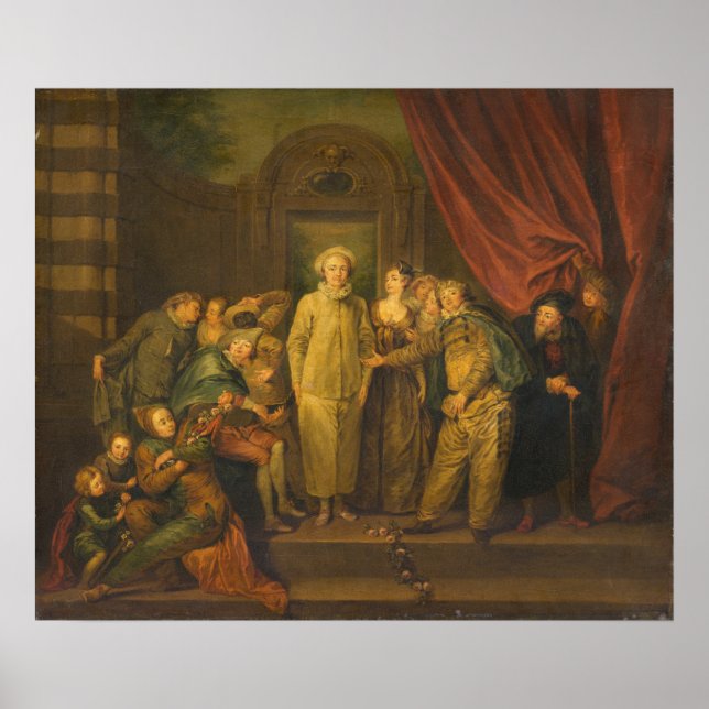 Poster Comédiens italiens - après Antoine Watteau Fine Ar (Devant)