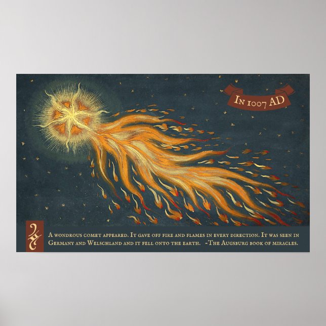 Poster Comète Augsbourg livre miracle 1552 Astronomie spa (Devant)