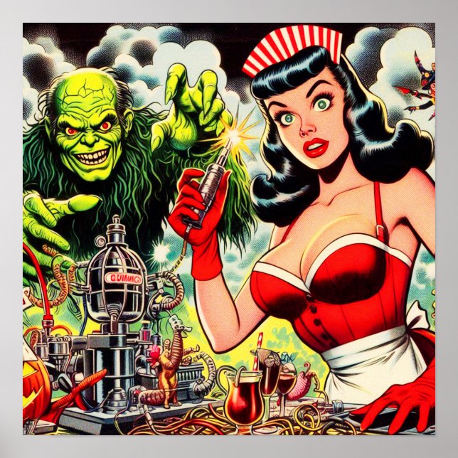 Poster Comics d'horreur vintage (Devant)