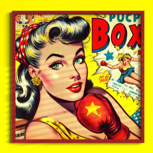 Poster Comics pour filles de boxe rétro