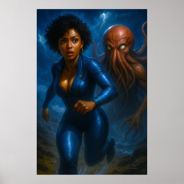 Poster Commandant Gail Kween contre Pieuvre Grotesque | A (Devant)