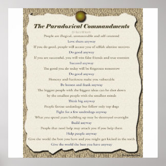 Poster Commandements paradoxaux