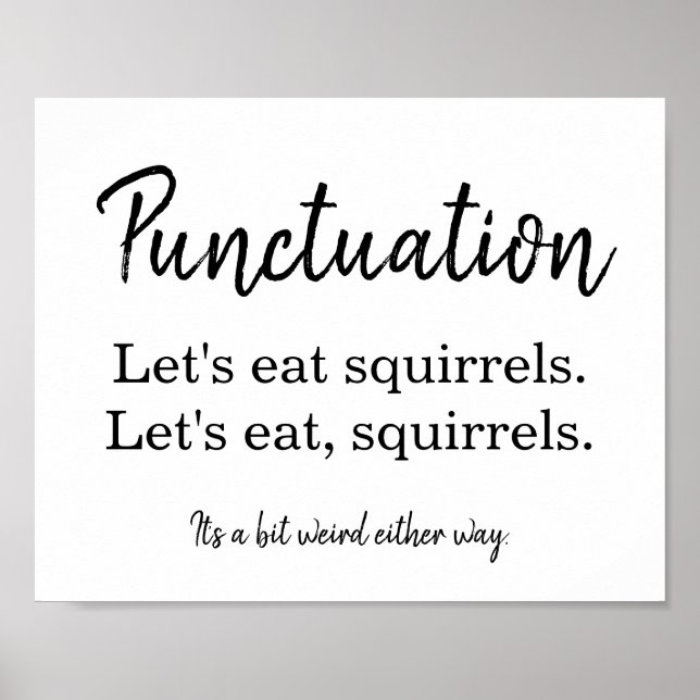 Poster Commas de ponctuation drôle blanc (Devant)