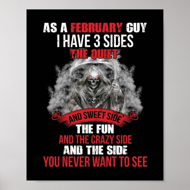 Poster Comme Février Guy Ont 3 Côtés Février Anniversaire (Devant)