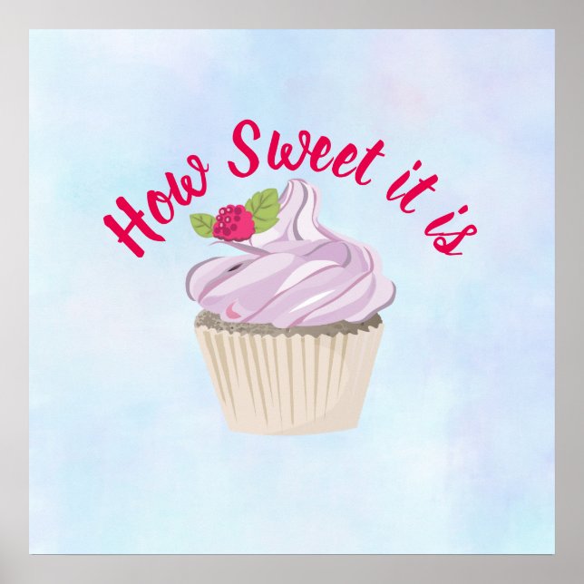Poster Comme il est sucré rose Cupcake (Devant)