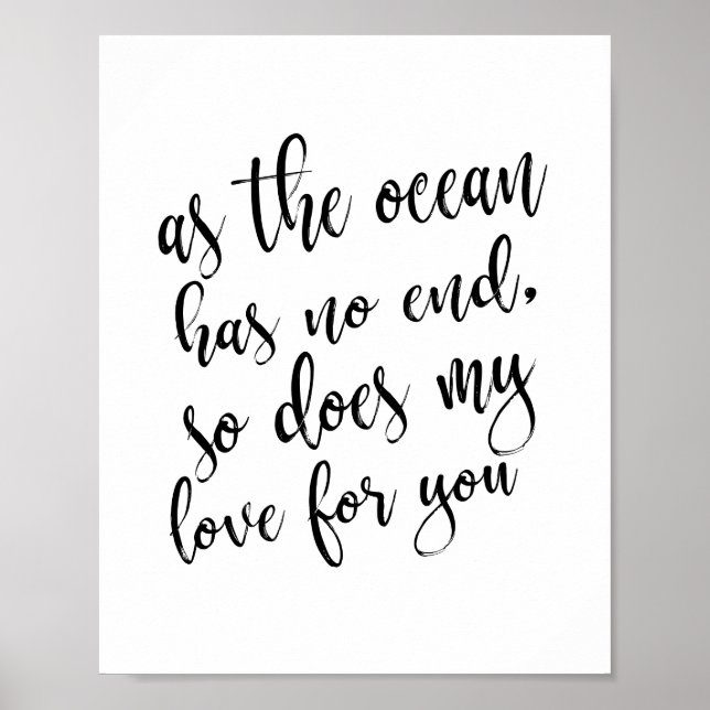 Poster Comme L'Océan N'A Pas De Fin De Plage Mariage 8x10 (Devant)