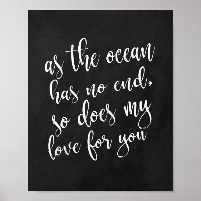 Poster Comme L'Océan N'A Pas De Fin De Plage Mariage 8x10 (Devant)