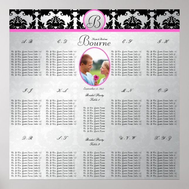 Poster Commence à 12,80 $ Mariage Photo Seating Chart (Devant)