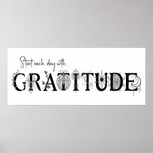 Poster Commencez chaque jour avec gratitude Lotus lune sp