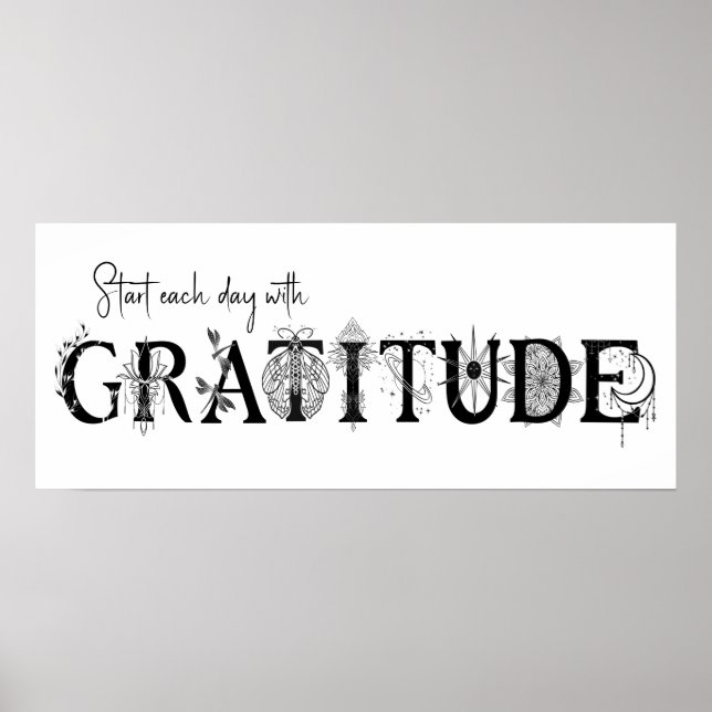 Poster Commencez chaque jour avec gratitude Lotus lune sp (Devant)