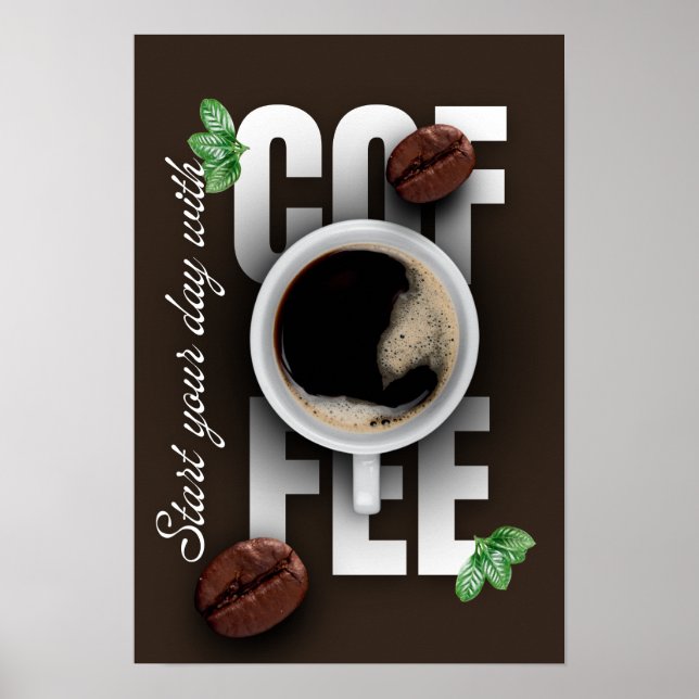 Poster "Commencez votre journée avec du café !" (Devant)