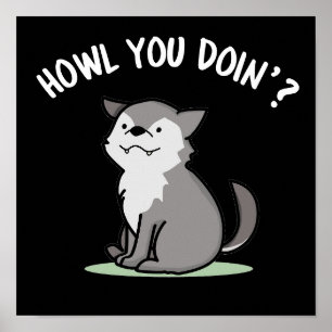 Poster Comment tu fais Funny Baby Wolf Pun Dark BG