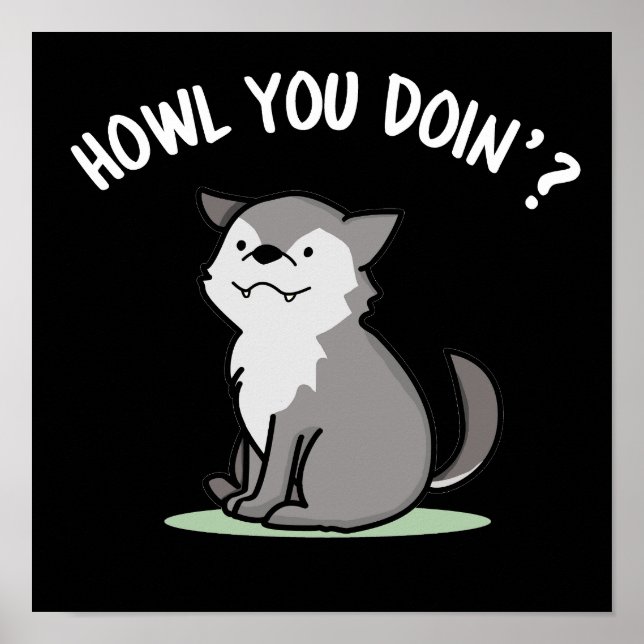Poster Comment tu fais Funny Baby Wolf Pun Dark BG (Devant)