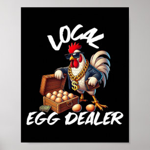 Poster Commerçant d'oeufs local poulet rétro drôle agricu