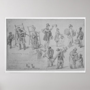 Poster Commerçants de rue de Londres, 1830-40