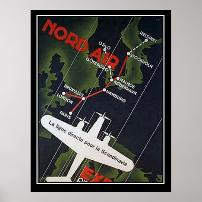 Poster Compagnie aérienne directe pour la Scandinavie imp (Devant)