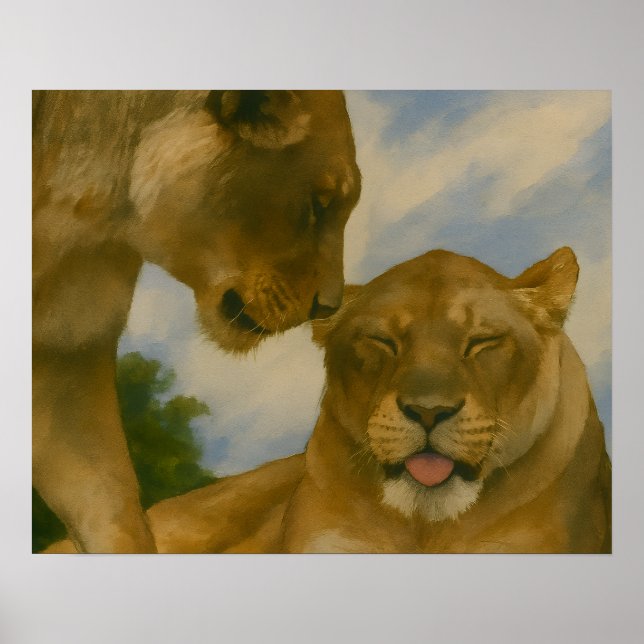 Poster Compagnie de Lioness en Golden Light (Devant)