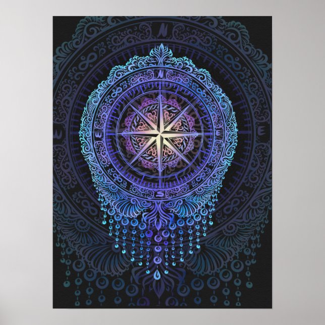 Poster Compas céleste Mandala (Devant)
