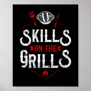Poster Compétences de fumeur de barbecue masculin sur le 