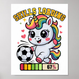 Poster Compétences de licorne de football mignonnes Charg