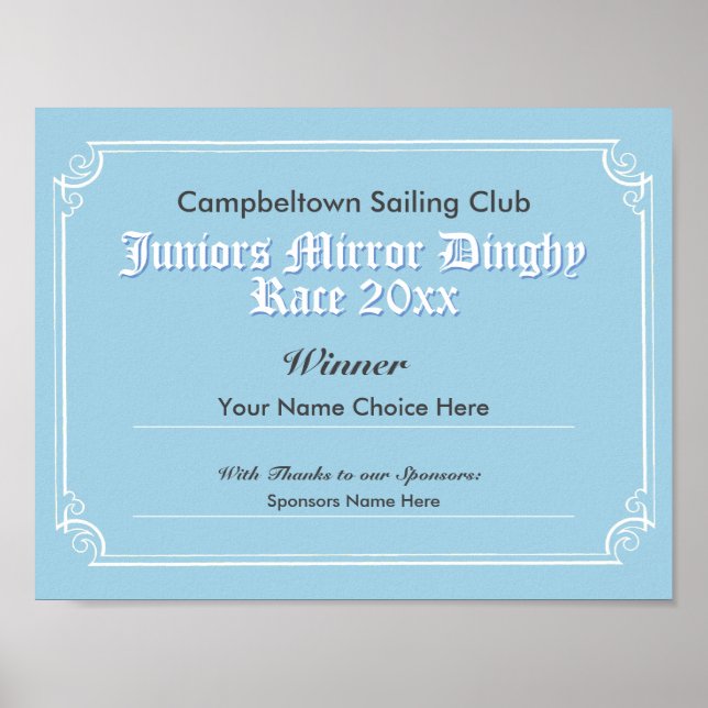 Poster Compétition du club de voile - Poste de certificat (Devant)