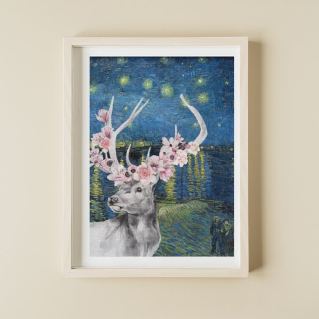 Poster Compilation étoilée de Van Gogh et cerf floral (Créateur téléchargé)