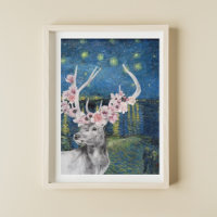 Compilation Van Gogh Nuit étoilée et cerf floral