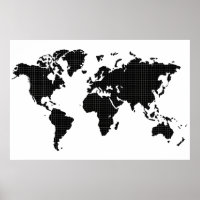 Poster complet Black Color Wall Art World Map