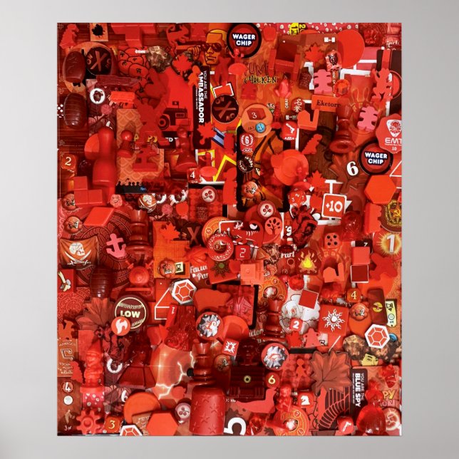 Poster : Composants du jeu de plateau rouge (Devant)