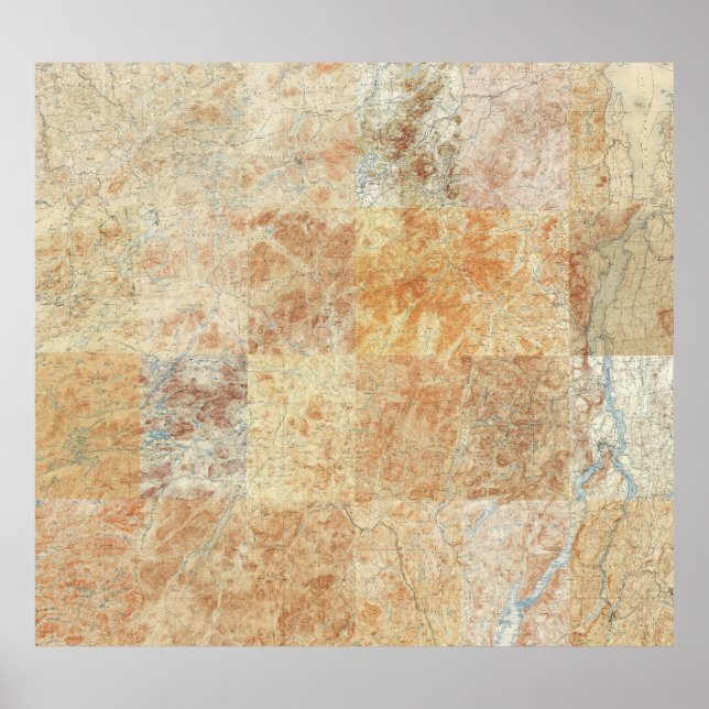 Poster Composite de 24 cartes topographiques Adirondack (Devant)