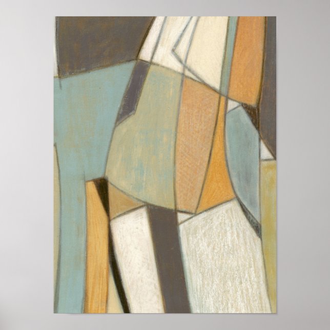 Poster Composition Abstraite avec des couleurs bouchées (Devant)