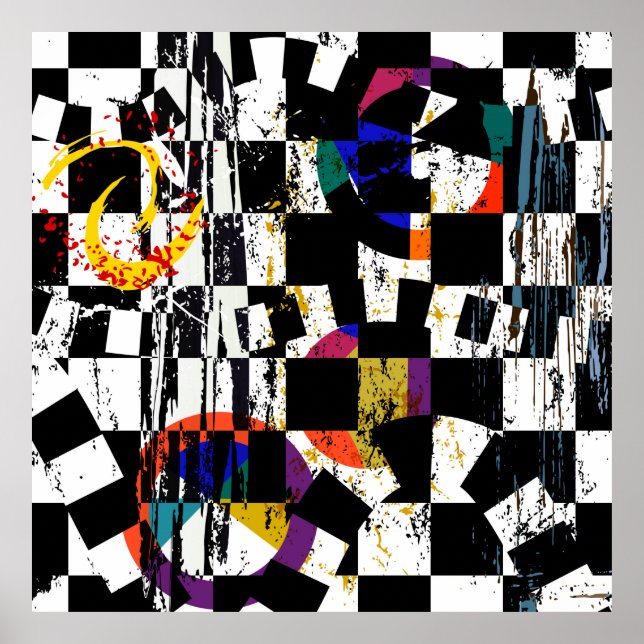 Poster Composition arrière - plan abstraite, avec traits, (Devant)