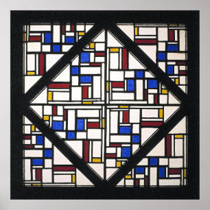 Poster Composition avec fenêtre avec verre coloré