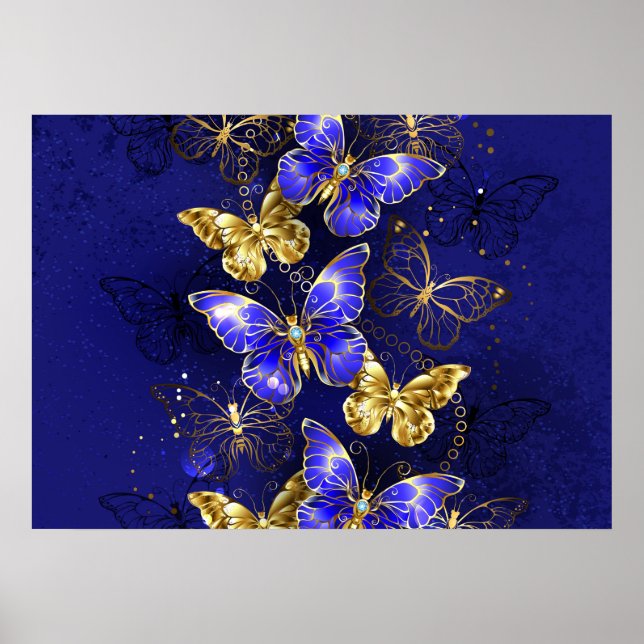 Poster Composition avec papillons Sapphire (Devant)