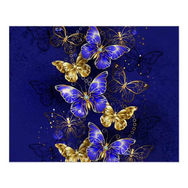 Poster Composition avec papillons Sapphire (Devant)