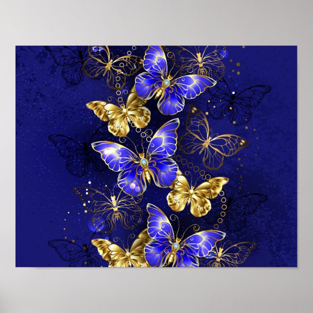 Poster Composition avec papillons Sapphire (Devant)