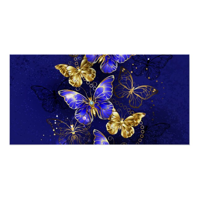 Poster Composition avec papillons Sapphire (Devant)