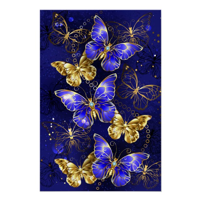 Poster Composition avec papillons Sapphire (Devant)