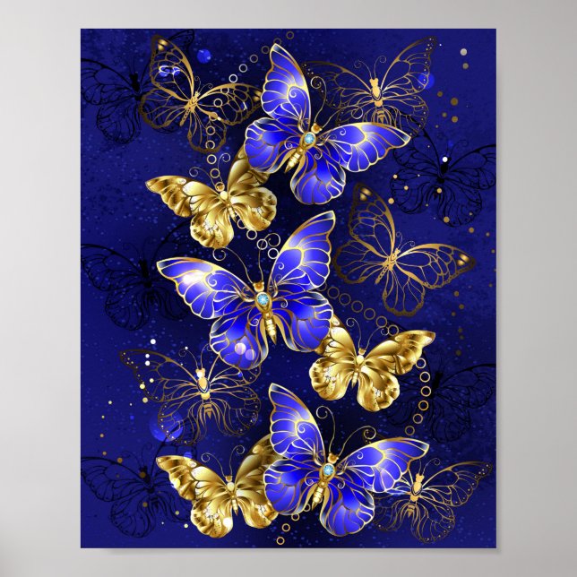 Poster Composition avec papillons Sapphire (Devant)