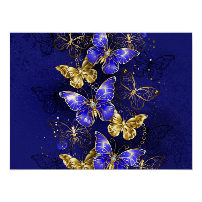 Poster Composition avec papillons Sapphire (Devant)