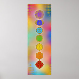Poster Composition colorée en chakras dorés