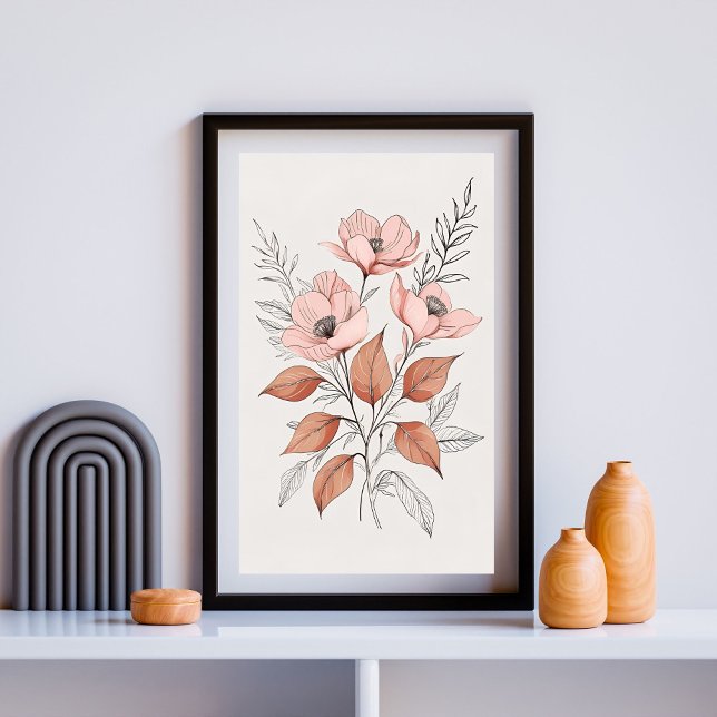 Poster Composition de fleurs sauvages rose (Créateur téléchargé)
